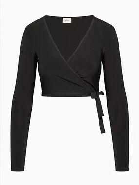 Wilfred Black Long-Sleeve Wrap Crop Top